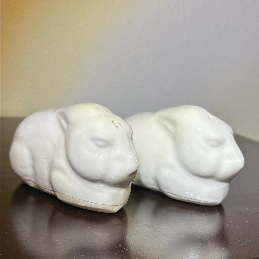 Vintage 50’s Rare Set of Reclining Rabbit Salt and Pepper Shakers , Large